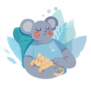 卡通扁平老鼠撸猫