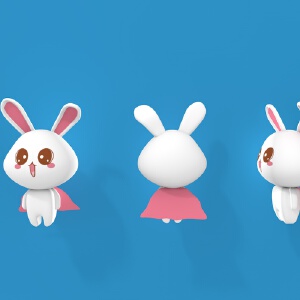 可爱拟人化ip兔兔三视图