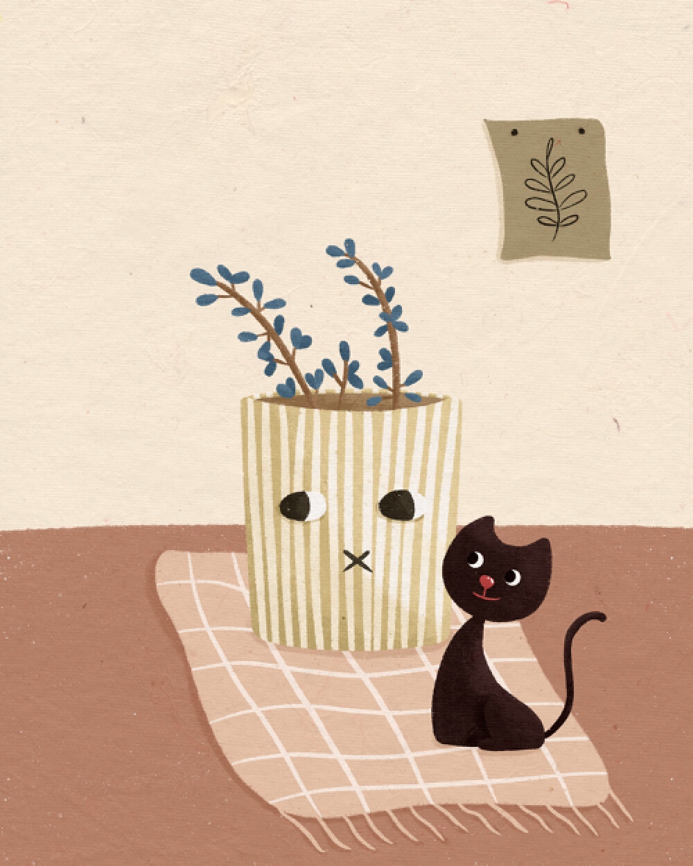 植物猫咪装饰画