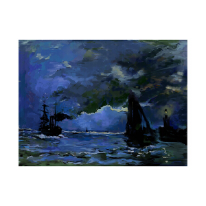 克劳德·莫奈《月光下的帆船》翻版