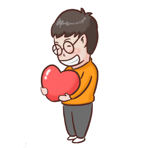 卡通手绘小男孩插画心形元素