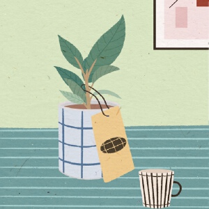 杯子植物装饰画版画